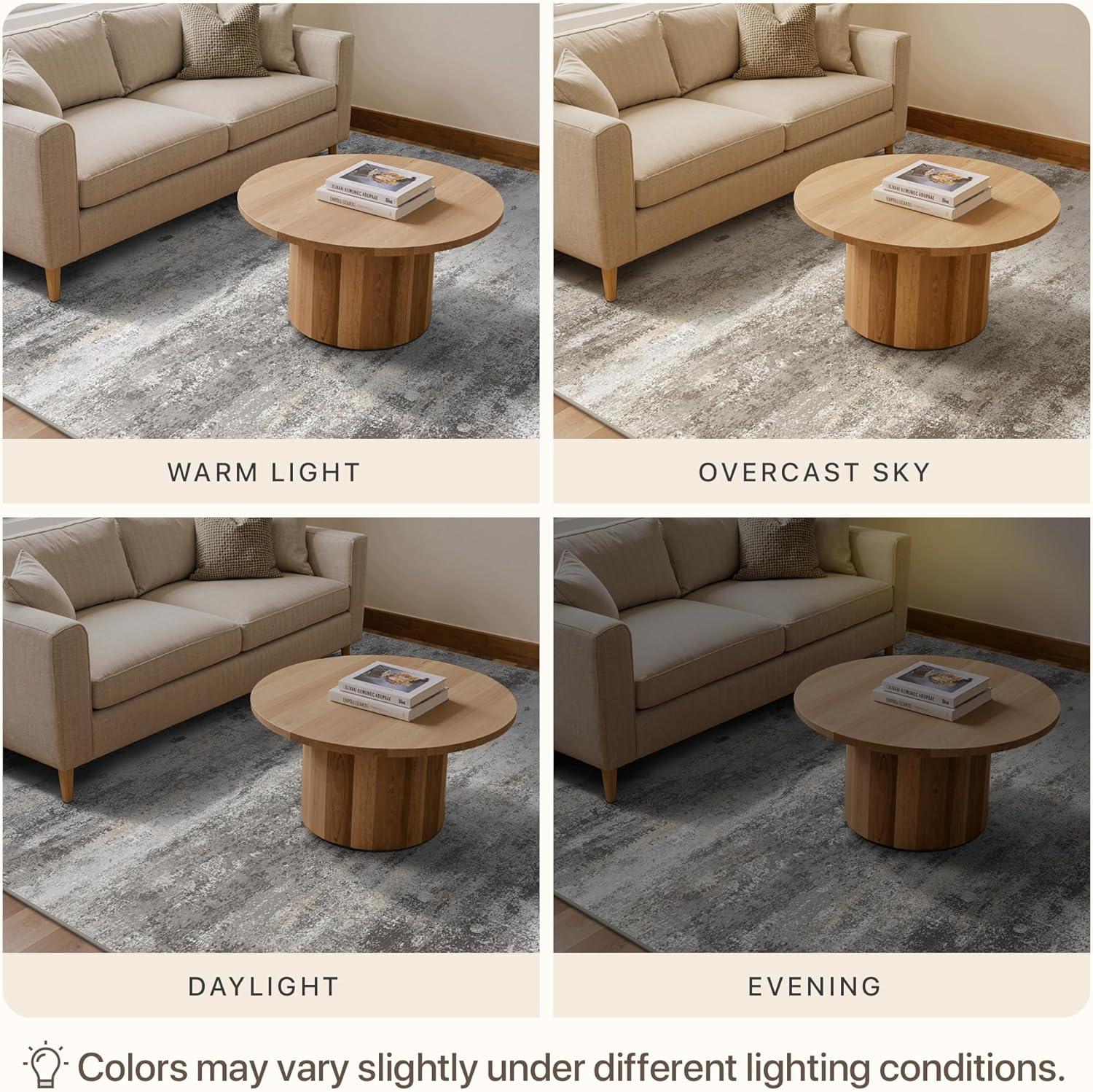 imageGENIMO 5x7 Vintage Floral Area Rug Soft Microfiber Washable Rug with NonSlip Backing Beige Carpet for Living Room Bedroom and Dining RoomGrey Beige