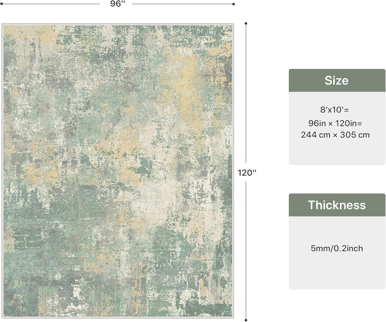 imageGENIMO 5x7 Vintage Floral Area Rug Soft Microfiber Washable Rug with NonSlip Backing Beige Carpet for Living Room Bedroom and Dining RoomGrey Green