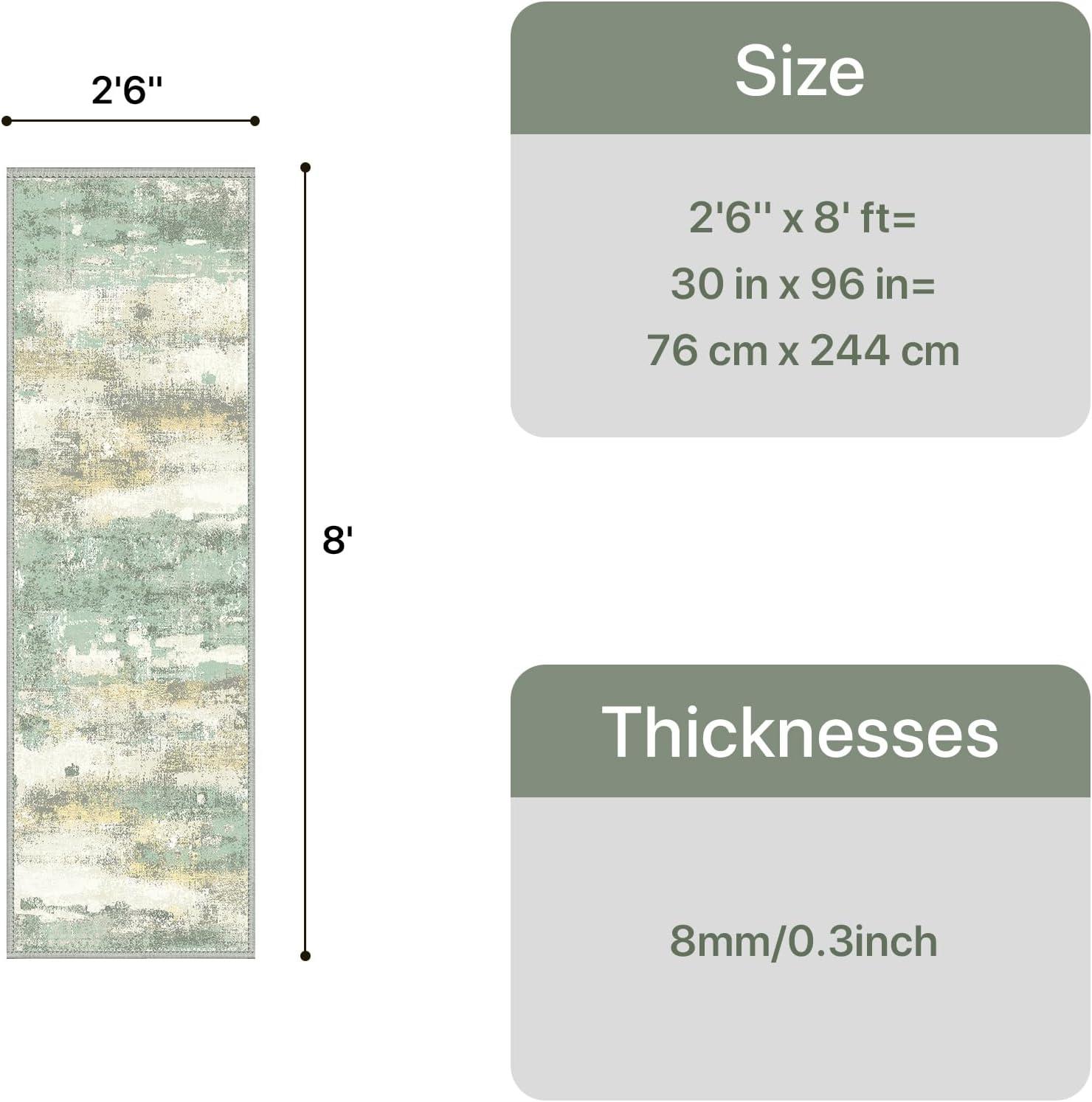 imageGENIMO 5x7 Vintage Floral Area Rug Soft Microfiber Washable Rug with NonSlip Backing Beige Carpet for Living Room Bedroom and Dining RoomLight Green