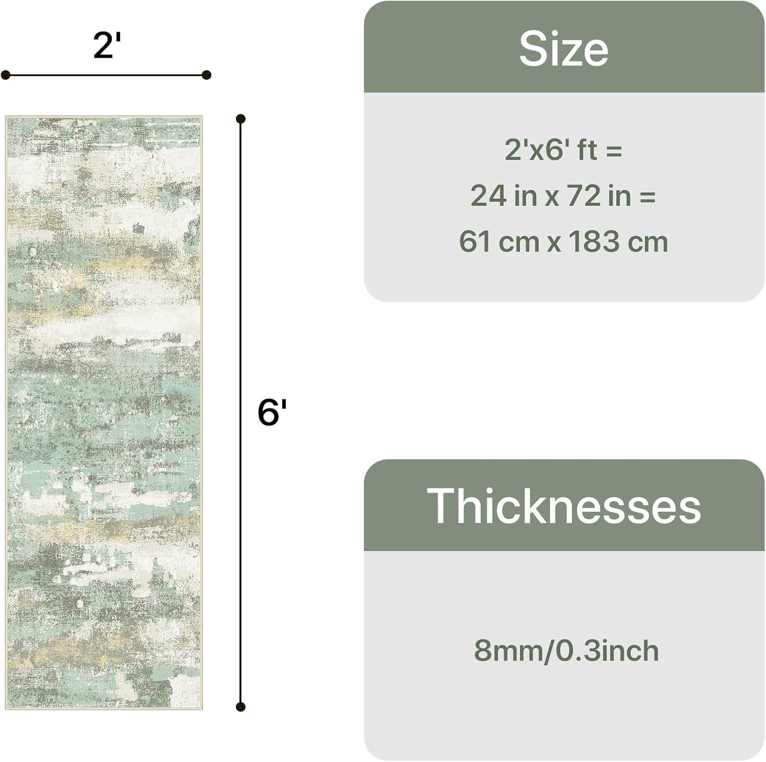 imageGENIMO 5x7 Vintage Floral Area Rug Soft Microfiber Washable Rug with NonSlip Backing Beige Carpet for Living Room Bedroom and Dining RoomLight Green