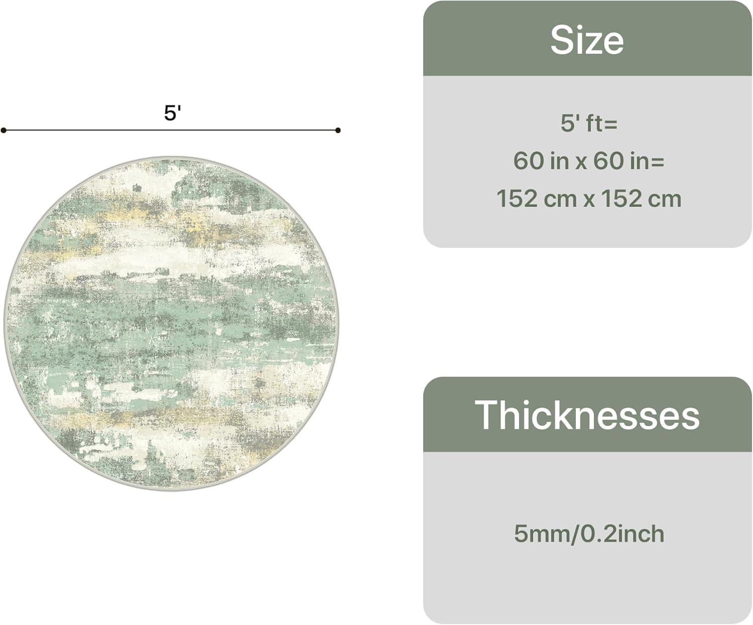 imageGENIMO 5x7 Vintage Floral Area Rug Soft Microfiber Washable Rug with NonSlip Backing Beige Carpet for Living Room Bedroom and Dining RoomLight Green