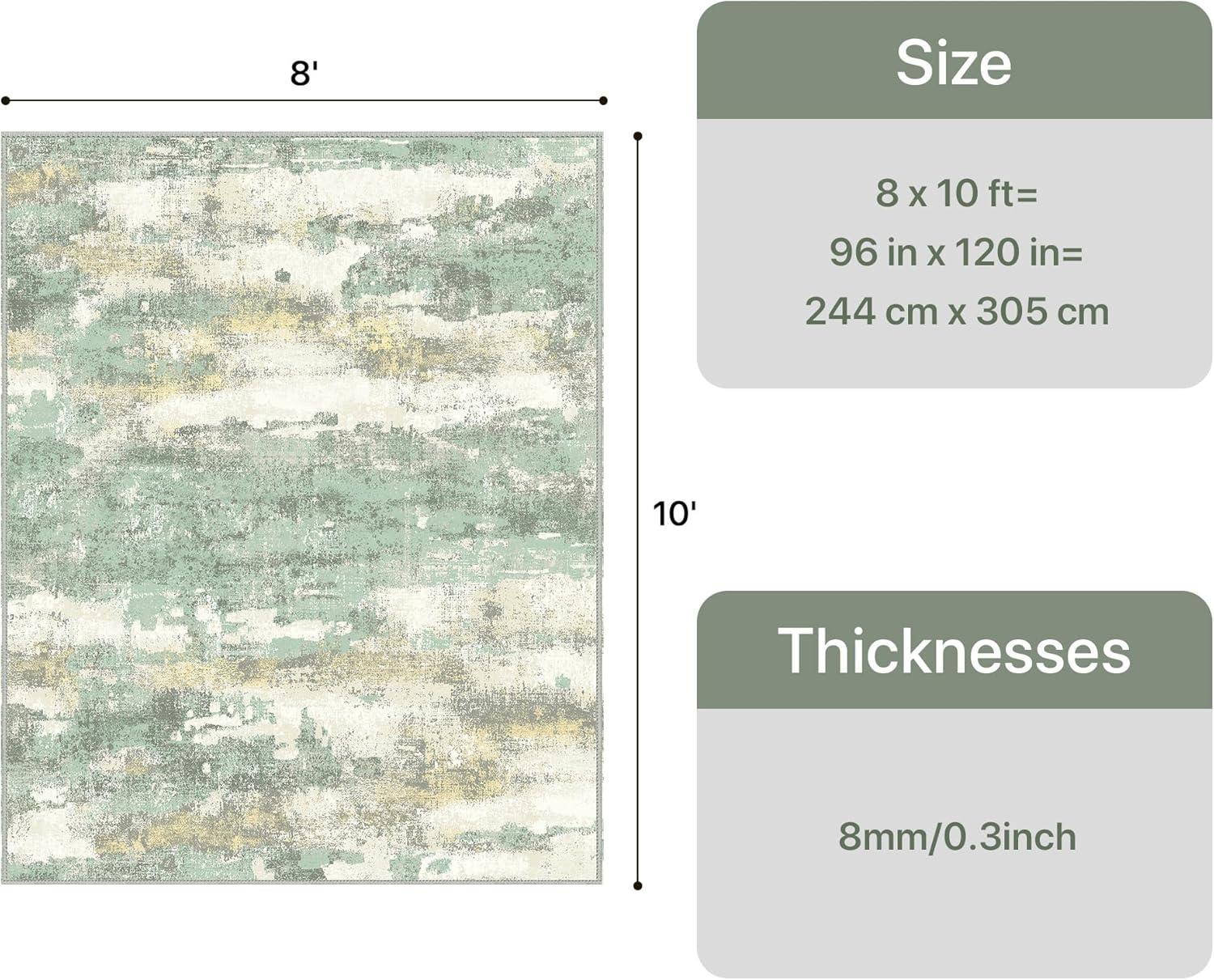 imageGENIMO 5x7 Vintage Floral Area Rug Soft Microfiber Washable Rug with NonSlip Backing Beige Carpet for Living Room Bedroom and Dining RoomLight Green