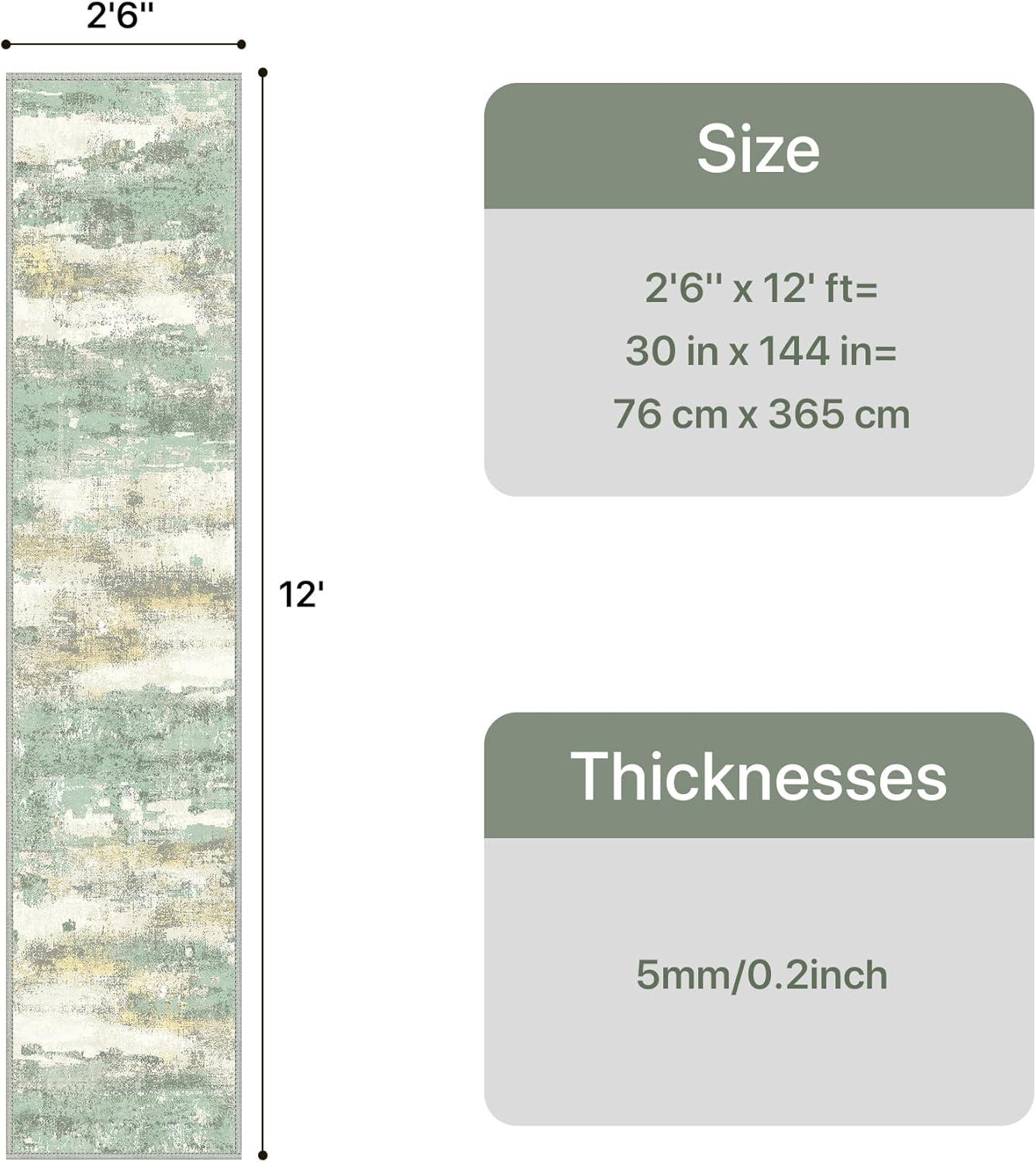 imageGENIMO 5x7 Vintage Floral Area Rug Soft Microfiber Washable Rug with NonSlip Backing Beige Carpet for Living Room Bedroom and Dining RoomLight Green