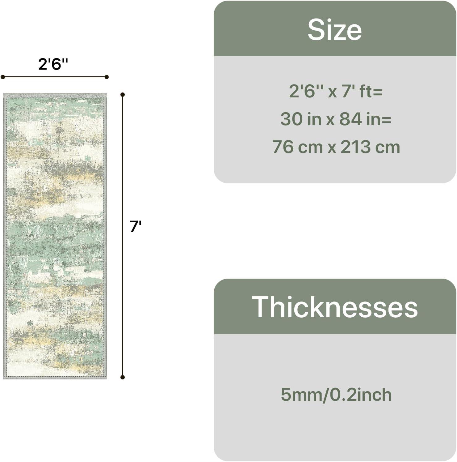 imageGENIMO 5x7 Vintage Floral Area Rug Soft Microfiber Washable Rug with NonSlip Backing Beige Carpet for Living Room Bedroom and Dining RoomLight Green