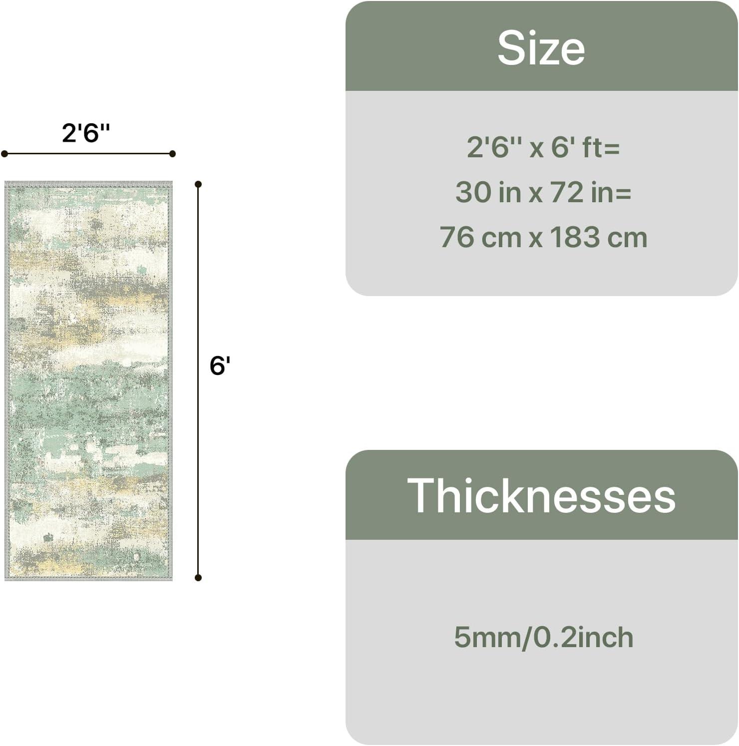 imageGENIMO 5x7 Vintage Floral Area Rug Soft Microfiber Washable Rug with NonSlip Backing Beige Carpet for Living Room Bedroom and Dining RoomLight Green