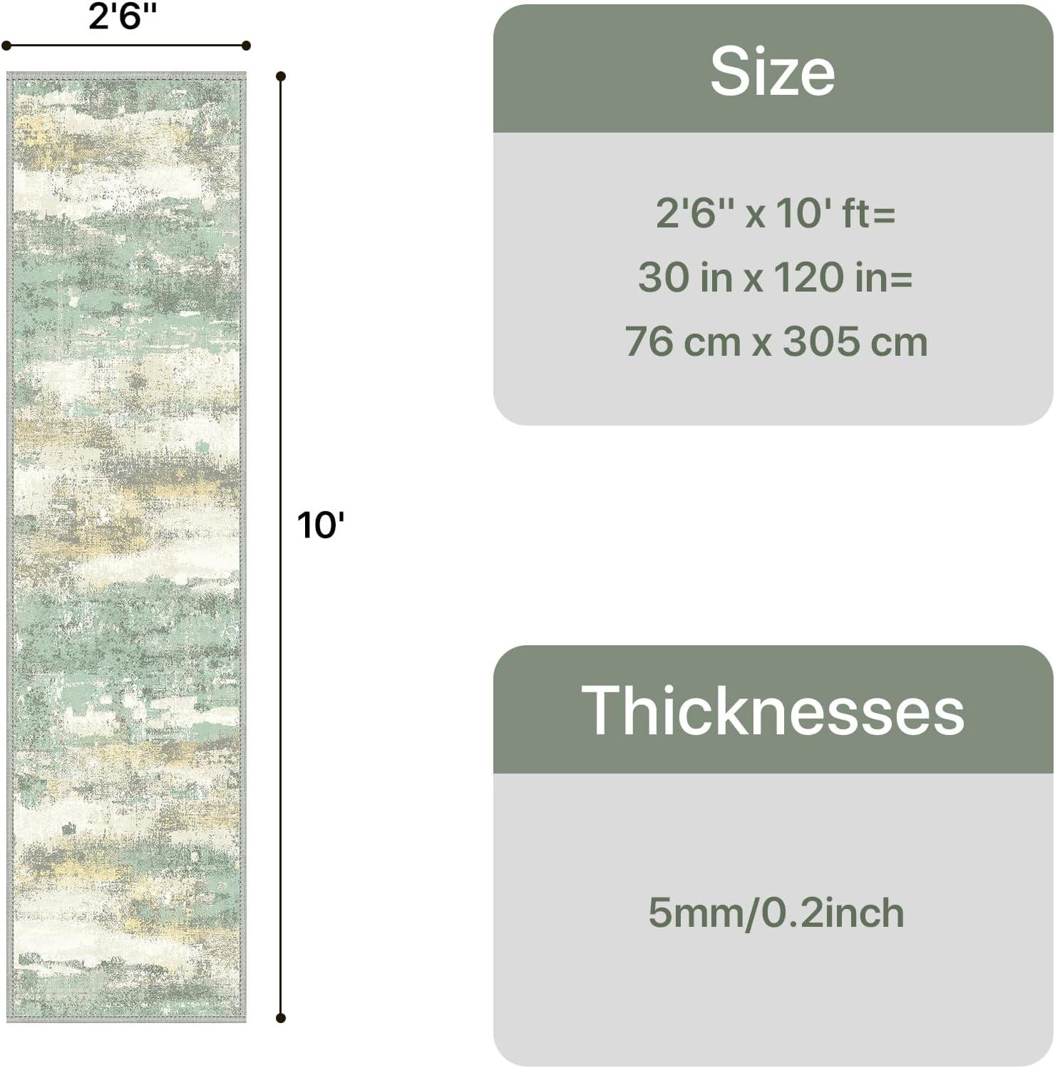 imageGENIMO 5x7 Vintage Floral Area Rug Soft Microfiber Washable Rug with NonSlip Backing Beige Carpet for Living Room Bedroom and Dining RoomLight Green
