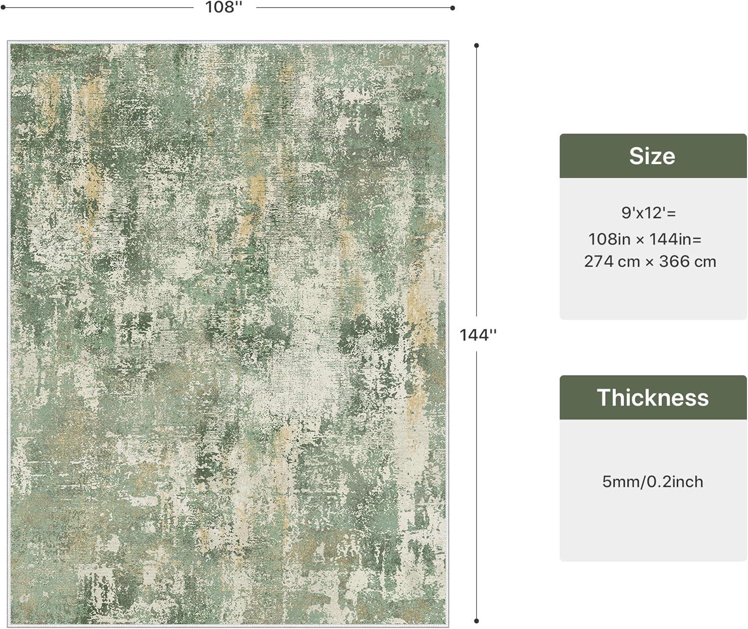 imageGENIMO 5x7 Vintage Floral Area Rug Soft Microfiber Washable Rug with NonSlip Backing Beige Carpet for Living Room Bedroom and Dining RoomOlive Green