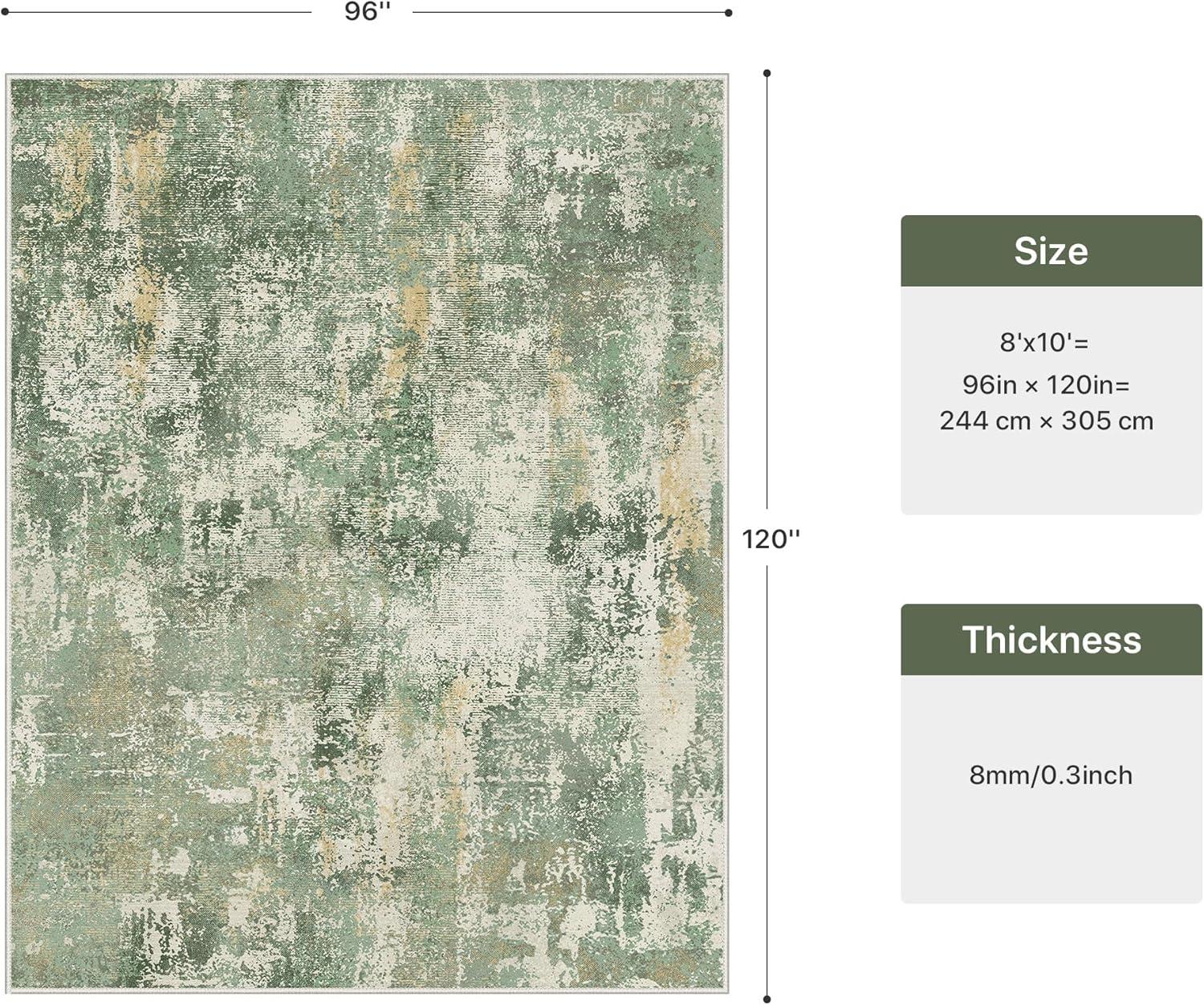 imageGENIMO 5x7 Vintage Floral Area Rug Soft Microfiber Washable Rug with NonSlip Backing Beige Carpet for Living Room Bedroom and Dining RoomOlive Green