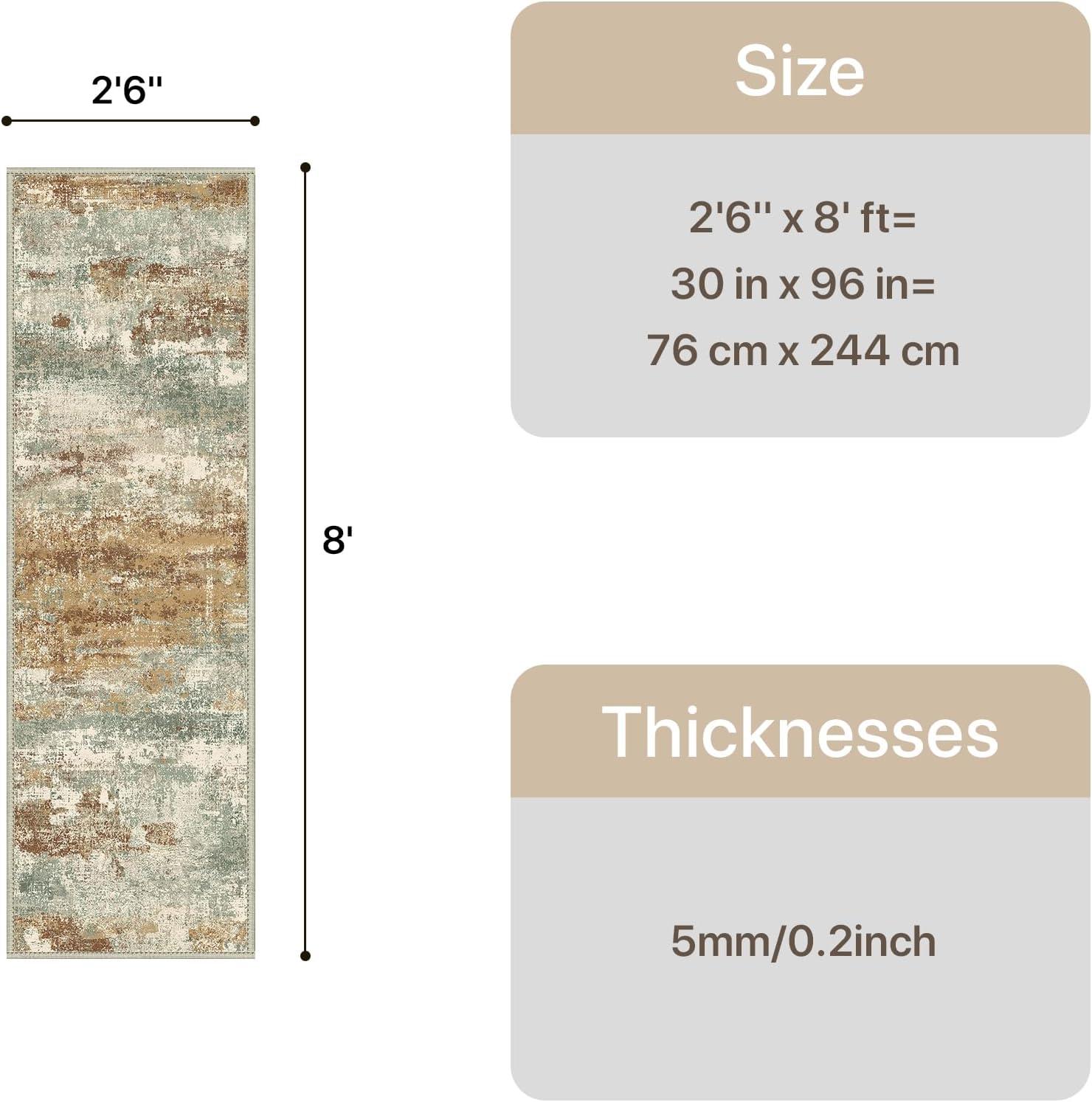 imageGENIMO 5x7 Vintage Floral Area Rug Soft Microfiber Washable Rug with NonSlip Backing Beige Carpet for Living Room Bedroom and Dining RoomOrange Green