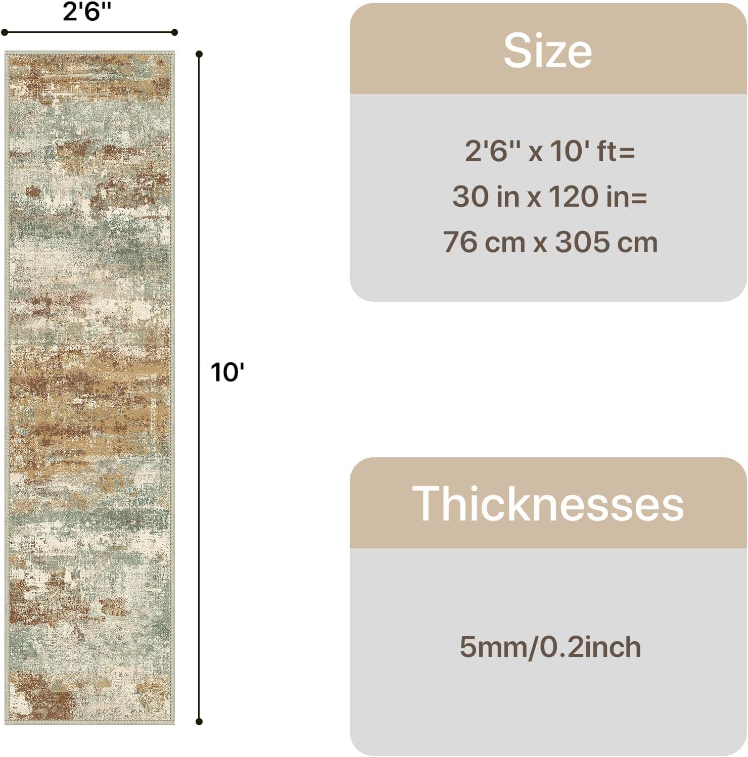 imageGENIMO 5x7 Vintage Floral Area Rug Soft Microfiber Washable Rug with NonSlip Backing Beige Carpet for Living Room Bedroom and Dining RoomOrange Green