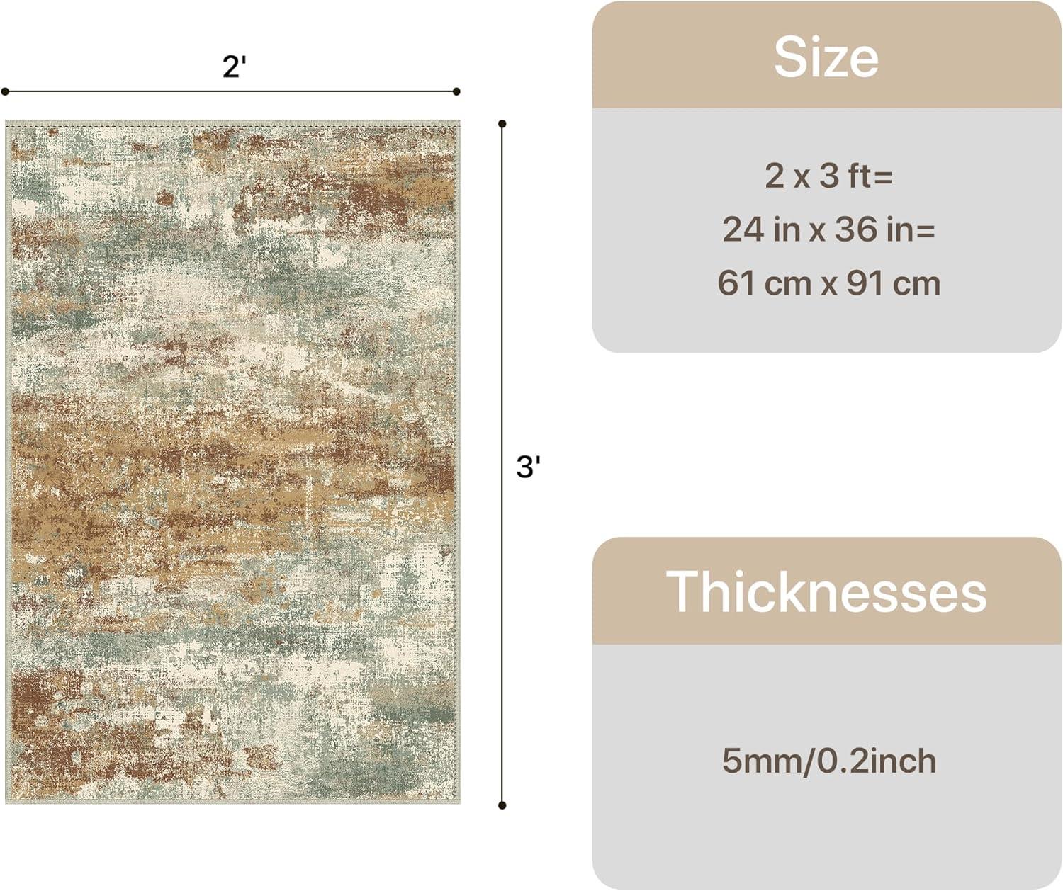 imageGENIMO 5x7 Vintage Floral Area Rug Soft Microfiber Washable Rug with NonSlip Backing Beige Carpet for Living Room Bedroom and Dining RoomOrange Green