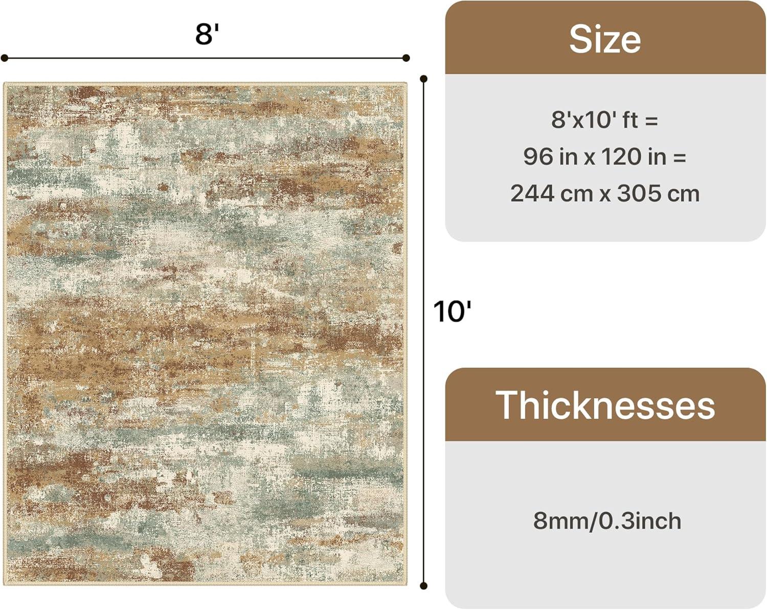 imageGENIMO 5x7 Vintage Floral Area Rug Soft Microfiber Washable Rug with NonSlip Backing Beige Carpet for Living Room Bedroom and Dining RoomOrange Green