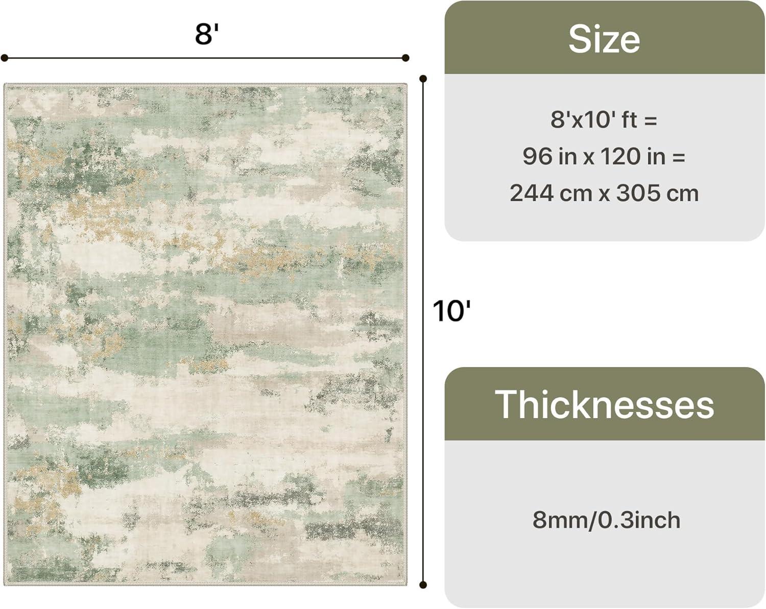 imageGENIMO 5x7 Vintage Floral Area Rug Soft Microfiber Washable Rug with NonSlip Backing Beige Carpet for Living Room Bedroom and Dining RoomSage Cream