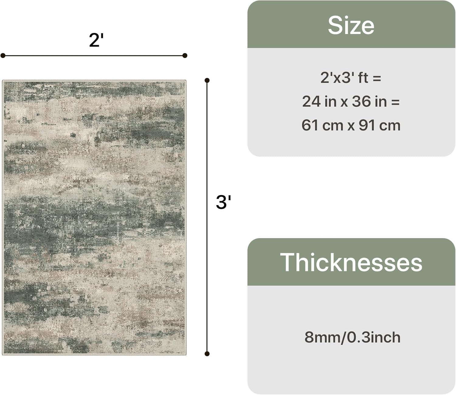 imageGENIMO 5x7 Vintage Floral Area Rug Soft Microfiber Washable Rug with NonSlip Backing Beige Carpet for Living Room Bedroom and Dining RoomSage Sand
