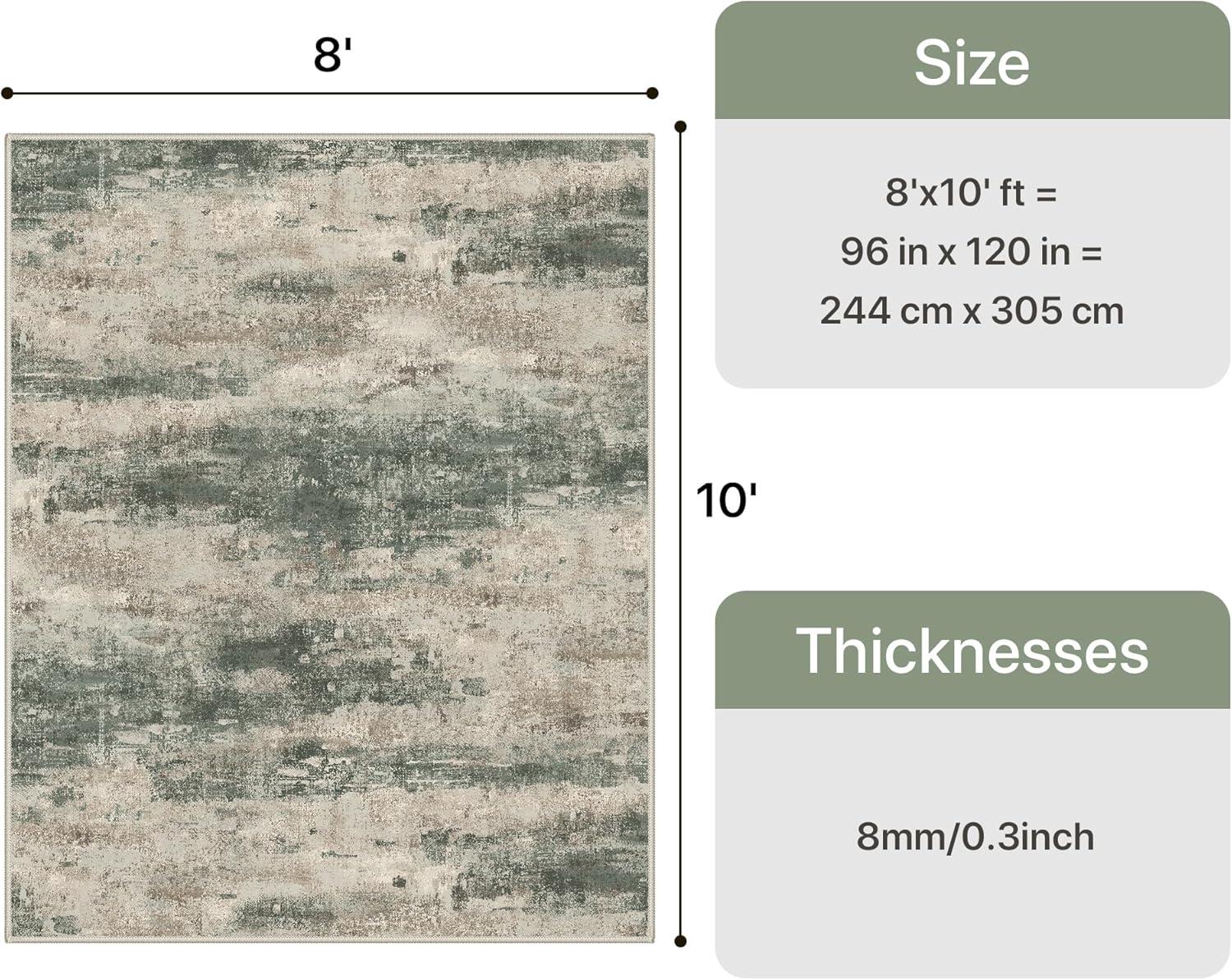 imageGENIMO 5x7 Vintage Floral Area Rug Soft Microfiber Washable Rug with NonSlip Backing Beige Carpet for Living Room Bedroom and Dining RoomSage Sand