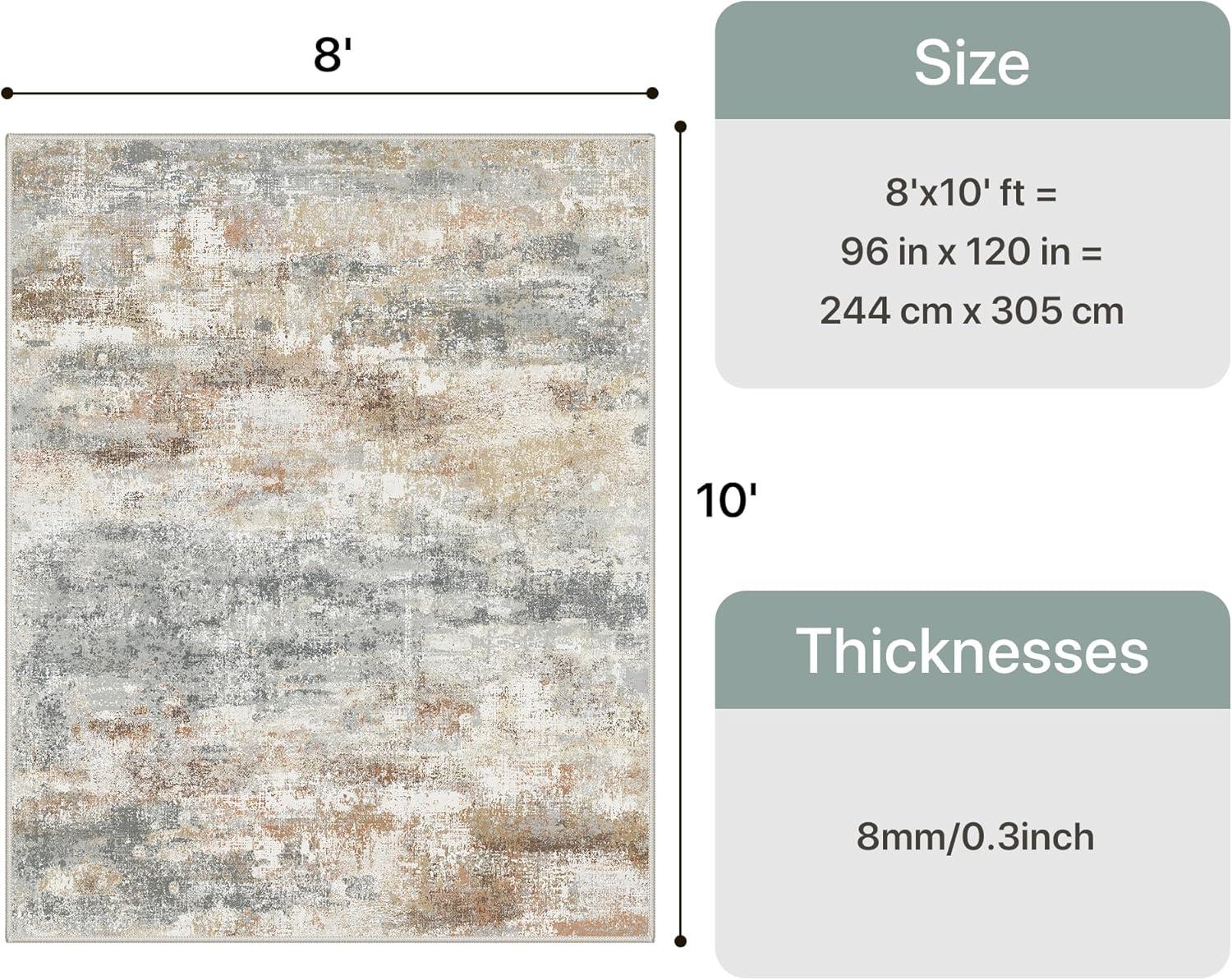 imageGENIMO 5x7 Vintage Floral Area Rug Soft Microfiber Washable Rug with NonSlip Backing Beige Carpet for Living Room Bedroom and Dining RoomSilver Tan