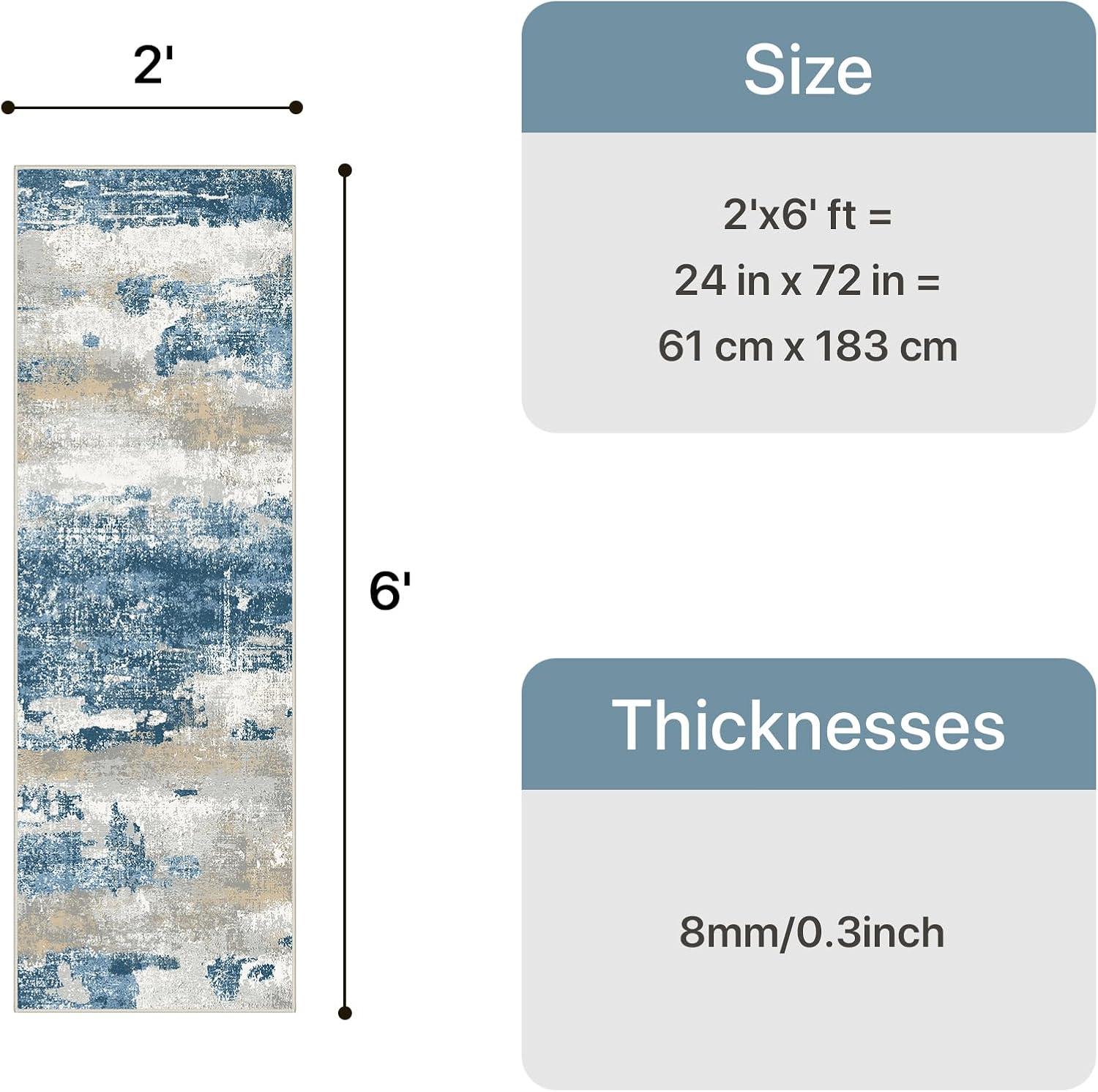 imageGENIMO 5x7 Vintage Floral Area Rug Soft Microfiber Washable Rug with NonSlip Backing Beige Carpet for Living Room Bedroom and Dining RoomSky Blue