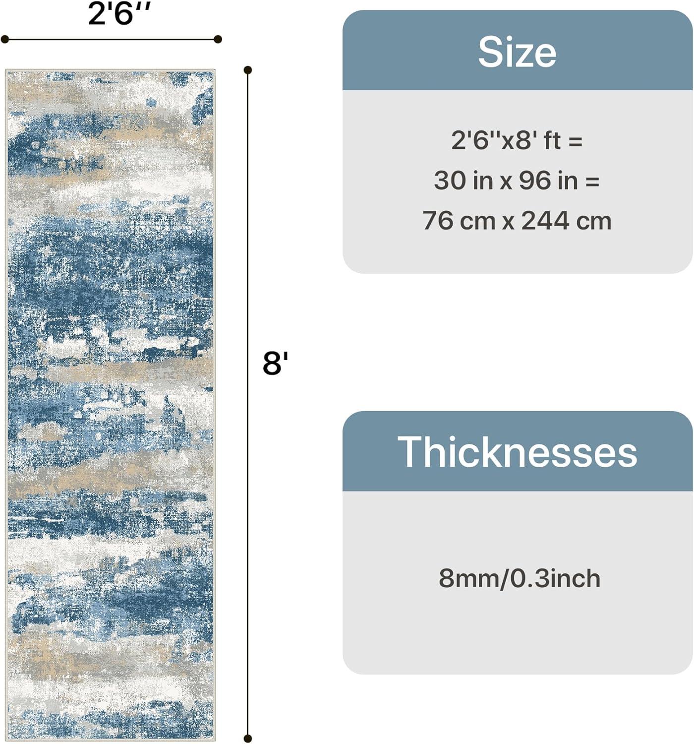 imageGENIMO 5x7 Vintage Floral Area Rug Soft Microfiber Washable Rug with NonSlip Backing Beige Carpet for Living Room Bedroom and Dining RoomSky Blue