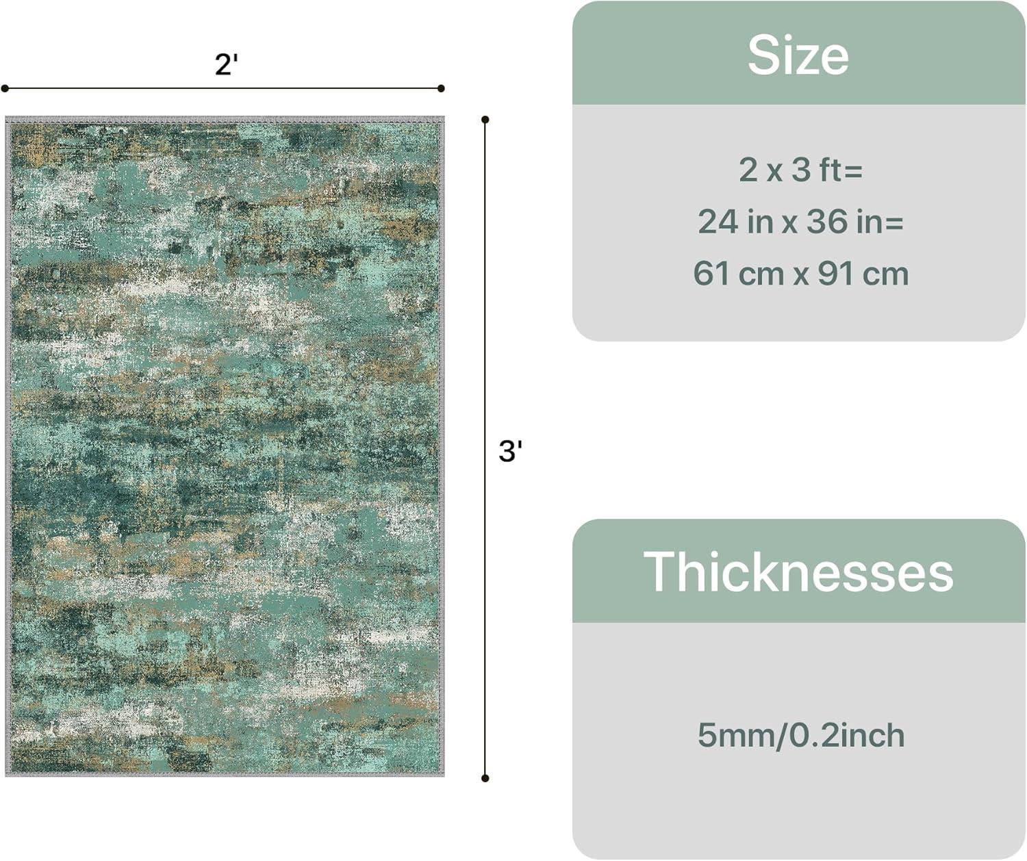 imageGENIMO 5x7 Vintage Floral Area Rug Soft Microfiber Washable Rug with NonSlip Backing Beige Carpet for Living Room Bedroom and Dining RoomTurquoise