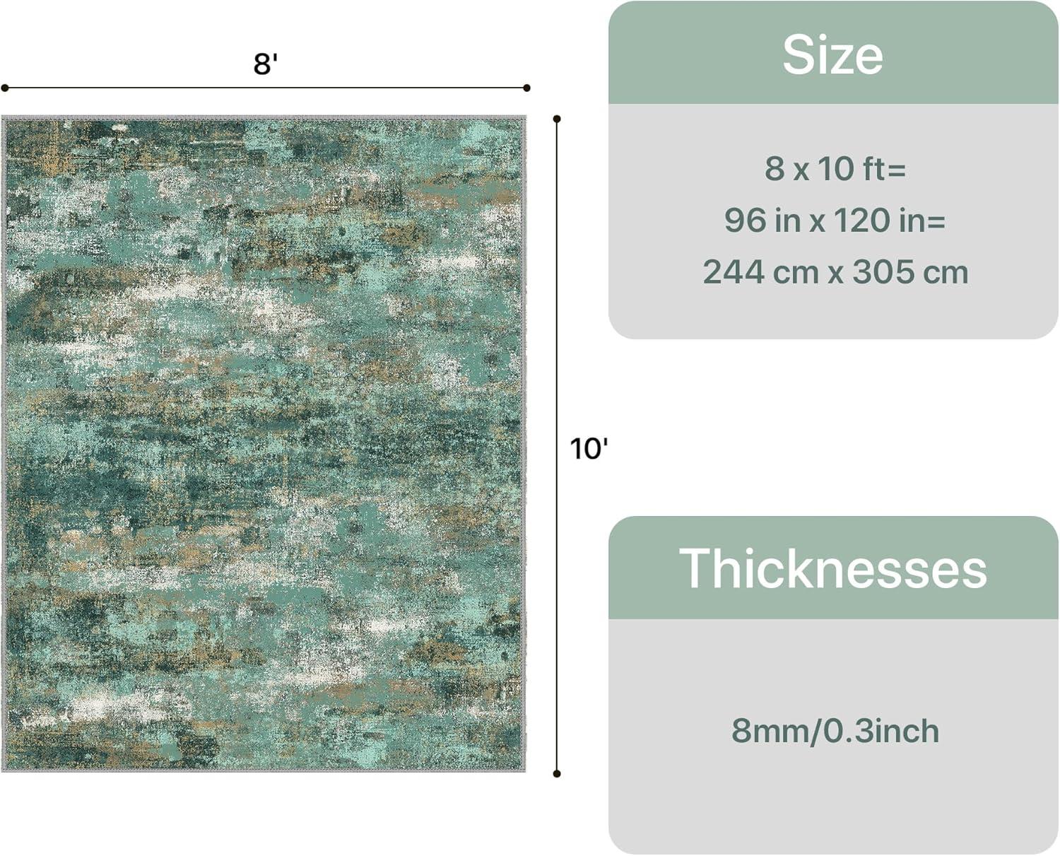 imageGENIMO 5x7 Vintage Floral Area Rug Soft Microfiber Washable Rug with NonSlip Backing Beige Carpet for Living Room Bedroom and Dining RoomTurquoise