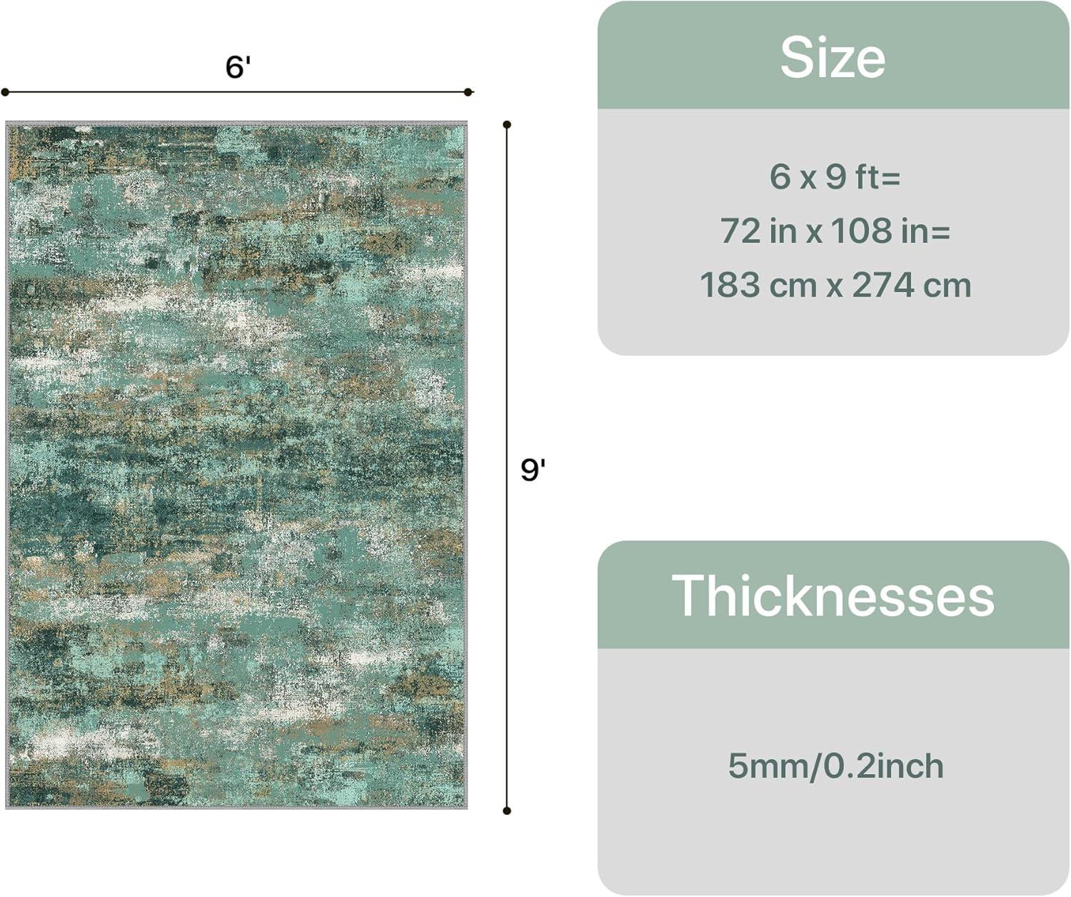 imageGENIMO 5x7 Vintage Floral Area Rug Soft Microfiber Washable Rug with NonSlip Backing Beige Carpet for Living Room Bedroom and Dining RoomTurquoise