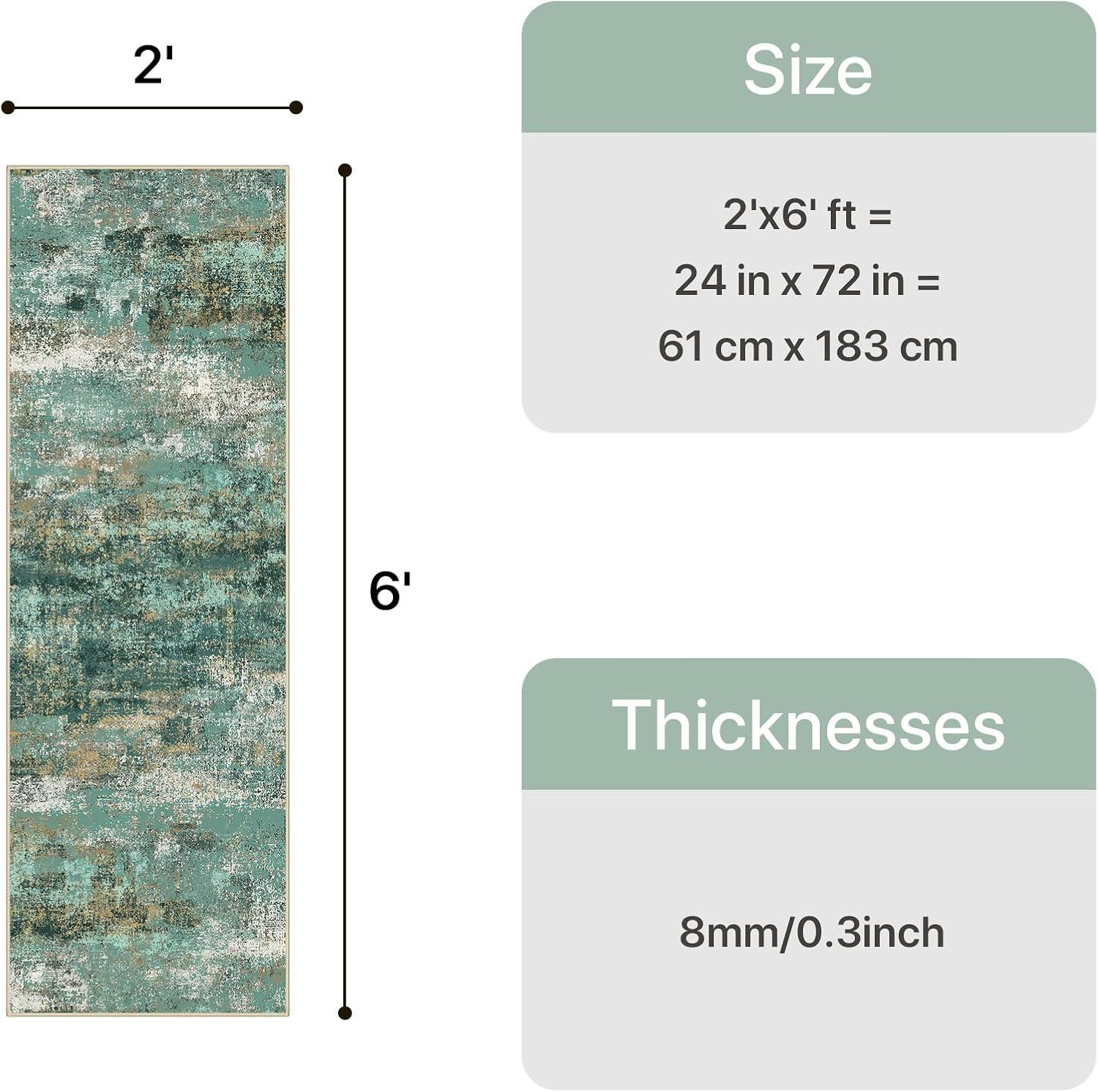imageGENIMO 5x7 Vintage Floral Area Rug Soft Microfiber Washable Rug with NonSlip Backing Beige Carpet for Living Room Bedroom and Dining RoomTurquoise