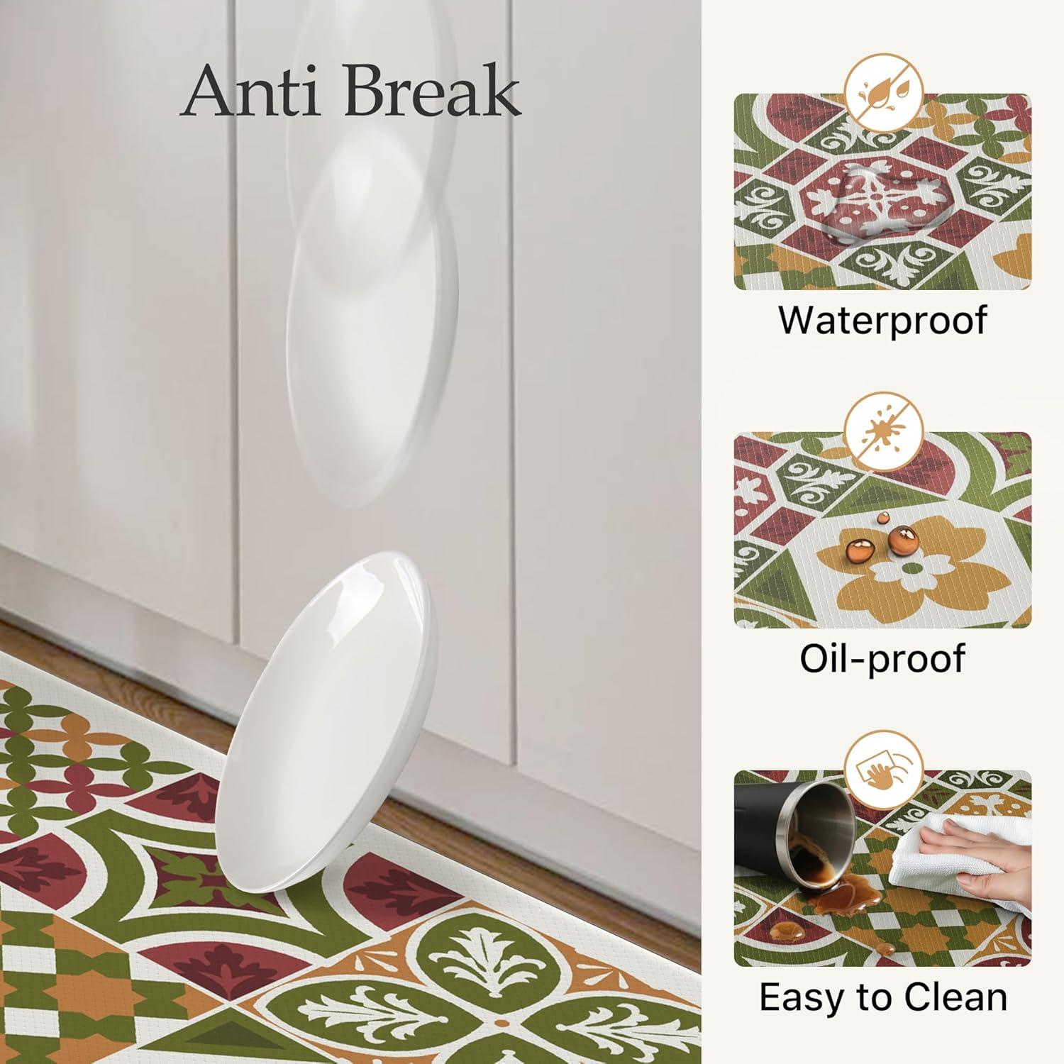 imageGENIMO Anti Fatigue Kitchen Mats for Floor Cushioned Non Slip Kitchen Rug Waterproof Kitchen Floor Mat Runner Kitchen Mat for Laundry Sink Office Entryway 173x47173x30 BrownAgreen