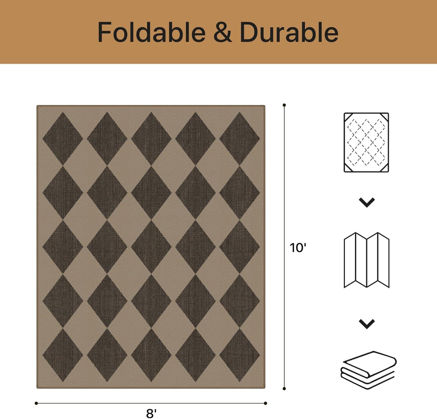 imageGENIMO Indoor Outdoor Area Rug 5x8 Checkered Easy Jute Rug Machine Washable EasyCleaning Non Slip Plaid Outdoor Carpet for Patio Living Room Backyard Porch Deck BalconySmooth Diamond
