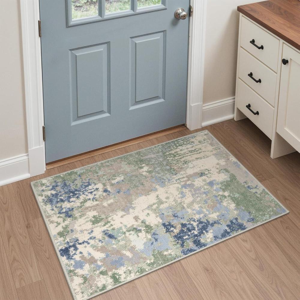 imageGENIMO 2X3 Washable Modern Doormat NonSlip Low Pile Chenille Area Rug Small Entry Mat for Entrance Hallway Kitchen Bathroom Sage Mist