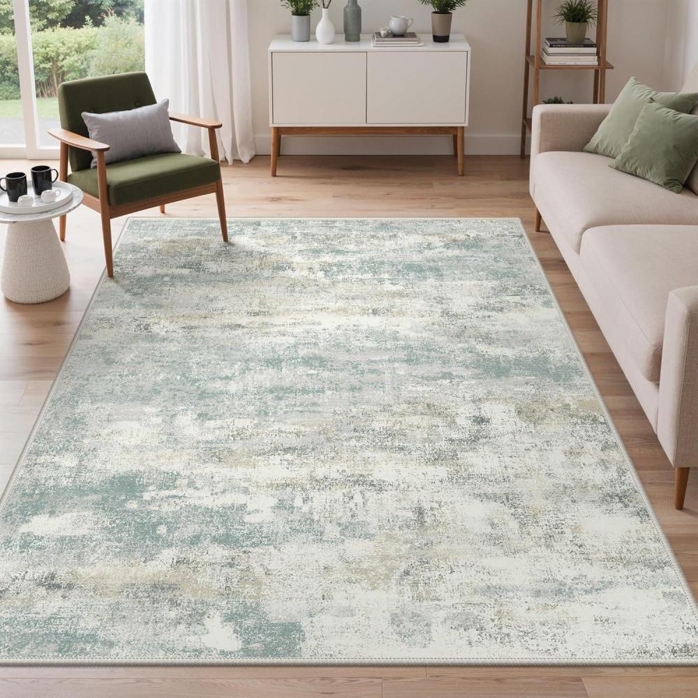 imageGENIMO 5x7 Vintage Floral Area Rug Soft Microfiber Washable Rug with NonSlip Backing Beige Carpet for Living Room Bedroom and Dining RoomLight Grey