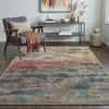 GENIMO 5×7 Vintage Floral Area Rug, Soft Microfiber Washable Rug with Non-Slip Backing, Beige Carpet for Living Room, Bedroom and Dining Room(Bloom Red)