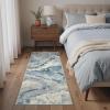 GENIMO 5×7 Vintage Floral Area Rug, Soft Microfiber Washable Rug with Non-Slip Backing, Beige Carpet for Living Room, Bedroom and Dining Room(Blue Grey)