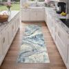 GENIMO 5×7 Vintage Floral Area Rug, Soft Microfiber Washable Rug with Non-Slip Backing, Beige Carpet for Living Room, Bedroom and Dining Room(Blue Grey)