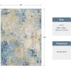 GENIMO 5×7 Vintage Floral Area Rug, Soft Microfiber Washable Rug with Non-Slip Backing, Beige Carpet for Living Room, Bedroom and Dining Room(Blue Ivory)