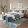 GENIMO 5×7 Vintage Floral Area Rug, Soft Microfiber Washable Rug with Non-Slip Backing, Beige Carpet for Living Room, Bedroom and Dining Room(Blue Ivory)