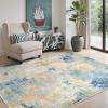 GENIMO 5×7 Vintage Floral Area Rug, Soft Microfiber Washable Rug with Non-Slip Backing, Beige Carpet for Living Room, Bedroom and Dining Room(Blue Ivory)
