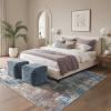 GENIMO 5×7 Vintage Floral Area Rug, Soft Microfiber Washable Rug with Non-Slip Backing, Beige Carpet for Living Room, Bedroom and Dining Room(Blue Rust)