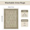 GENIMO 5×7 Vintage Floral Area Rug, Soft Microfiber Washable Rug with Non-Slip Backing, Beige Carpet for Living Room, Bedroom and Dining Room(Brown Blue)