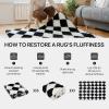 GENIMO 5×7 Vintage Floral Area Rug, Soft Microfiber Washable Rug with Non-Slip Backing, Beige Carpet for Living Room, Bedroom and Dining Room(Checkered-black White)