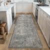 GENIMO 5×7 Vintage Floral Area Rug, Soft Microfiber Washable Rug with Non-Slip Backing, Beige Carpet for Living Room, Bedroom and Dining Room(French Grey)