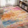 GENIMO 5×7 Vintage Floral Area Rug, Soft Microfiber Washable Rug with Non-Slip Backing, Beige Carpet for Living Room, Bedroom and Dining Room(Galaxy)