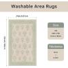 GENIMO 5×7 Vintage Floral Area Rug, Soft Microfiber Washable Rug with Non-Slip Backing, Beige Carpet for Living Room, Bedroom and Dining Room(Green)