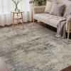 GENIMO 5×7 Vintage Floral Area Rug, Soft Microfiber Washable Rug with Non-Slip Backing, Beige Carpet for Living Room, Bedroom and Dining Room(Grey Beige Deep)