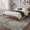 GENIMO 5×7 Vintage Floral Area Rug, Soft Microfiber Washable Rug with Non-Slip Backing, Beige Carpet for Living Room, Bedroom and Dining Room(Grey Beige Deep)