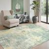 GENIMO 5×7 Vintage Floral Area Rug, Soft Microfiber Washable Rug with Non-Slip Backing, Beige Carpet for Living Room, Bedroom and Dining Room(Grey Green)