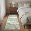 GENIMO 5×7 Vintage Floral Area Rug, Soft Microfiber Washable Rug with Non-Slip Backing, Beige Carpet for Living Room, Bedroom and Dining Room(Light Green)