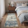 GENIMO 5×7 Vintage Floral Area Rug, Soft Microfiber Washable Rug with Non-Slip Backing, Beige Carpet for Living Room, Bedroom and Dining Room(Navy Blue)