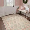 GENIMO 5×7 Vintage Floral Area Rug, Soft Microfiber Washable Rug with Non-Slip Backing, Beige Carpet for Living Room, Bedroom and Dining Room(Pink)