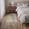 GENIMO 5×7 Vintage Floral Area Rug, Soft Microfiber Washable Rug with Non-Slip Backing, Beige Carpet for Living Room, Bedroom and Dining Room(Rust Green)