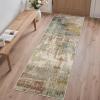 GENIMO 5×7 Vintage Floral Area Rug, Soft Microfiber Washable Rug with Non-Slip Backing, Beige Carpet for Living Room, Bedroom and Dining Room(Rust Green)